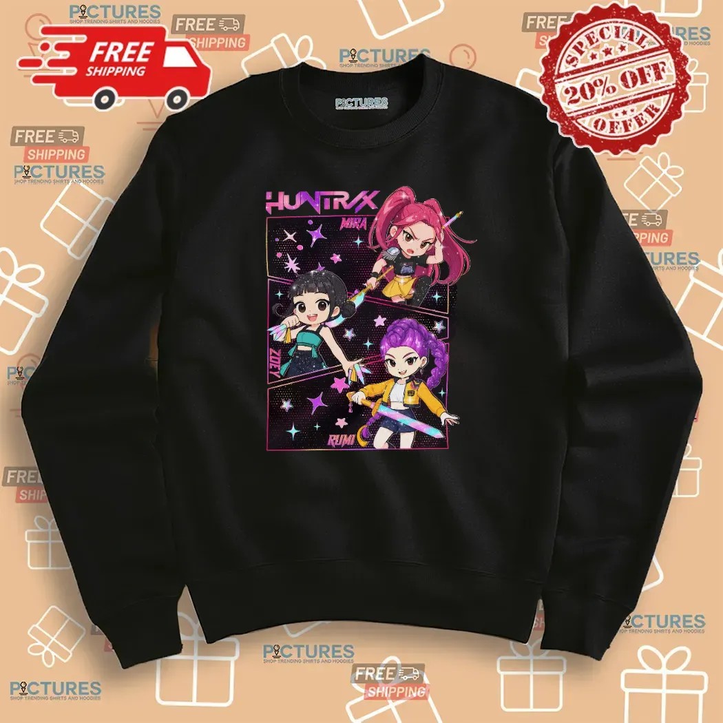 Kpop Demon Hunters Huntrix Mira Zoey Rumi Chibi T Shirt Kpop Demon Hunters Huntrix Mira Zoey Rumi Chibi T Shirt