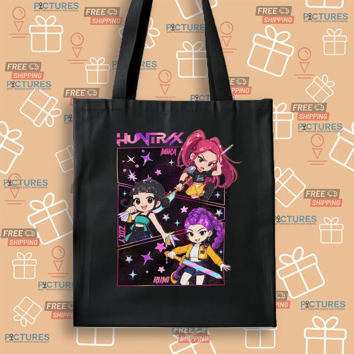 Kpop Demon Hunters Huntrix Mira Zoey Rumi Chibi T Shirt Kpop Demon Hunters Huntrix Mira Zoey Rumi Chibi T Shirt