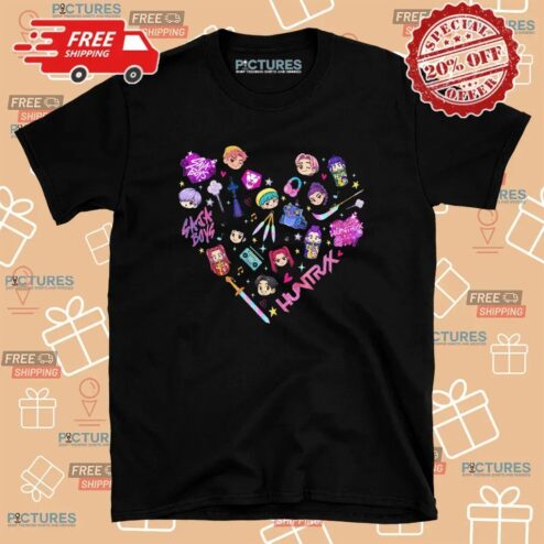 Kpop Demon Hunters Huntrix PIN Saja Boys Band Heart T Shirt