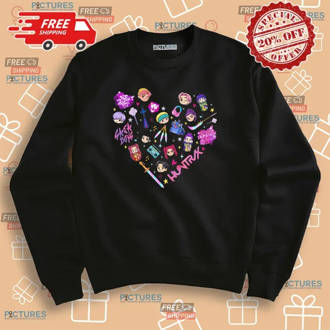 Kpop Demon Hunters Huntrix PIN Saja Boys Band Heart T Shirt Kpop Demon Hunters Huntrix PIN Saja Boys Band Heart T Shirt