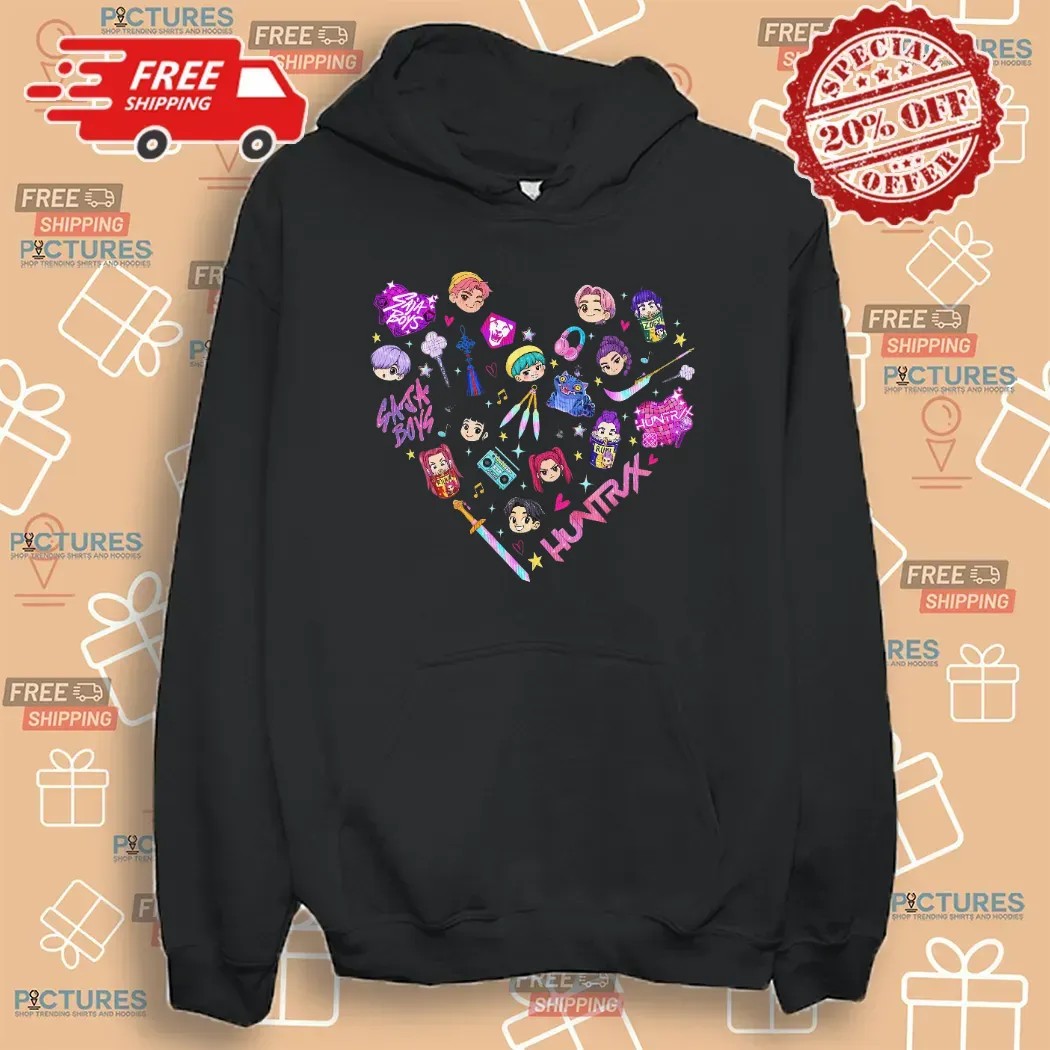 Kpop Demon Hunters Huntrix PIN Saja Boys Band Heart T Shirt Kpop Demon Hunters Huntrix PIN Saja Boys Band Heart T Shirt