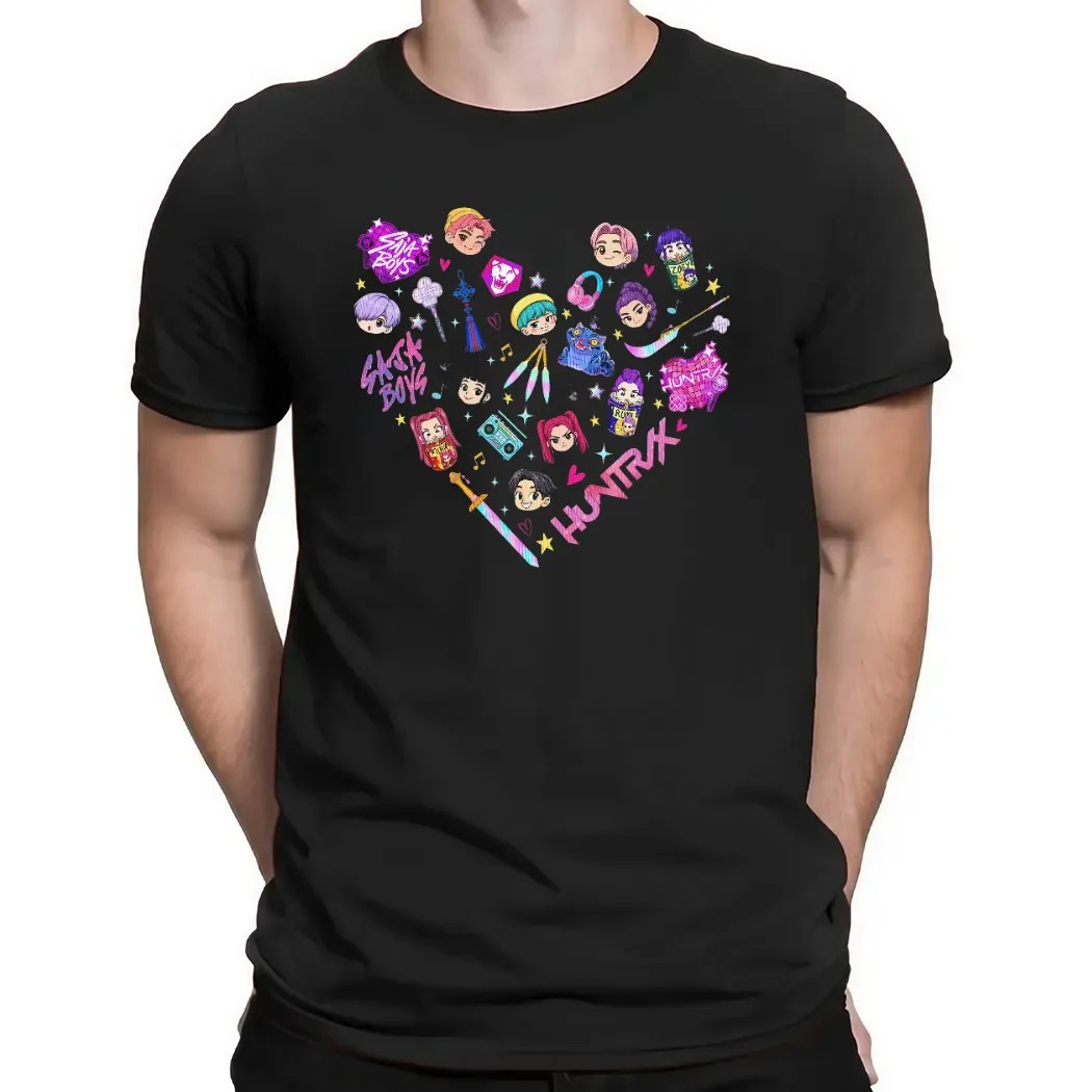 Kpop Demon Hunters Huntrix PIN Saja Boys Band Heart T Shirt Kpop Demon Hunters Huntrix PIN Saja Boys Band Heart T Shirt