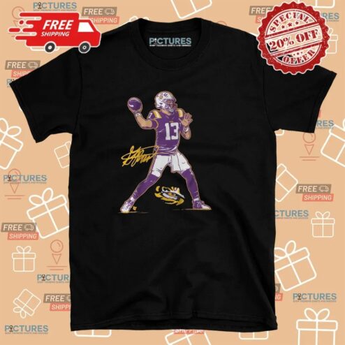 LSU Football Garrett Nussmeier Superstar Pose Signature T Shirt
