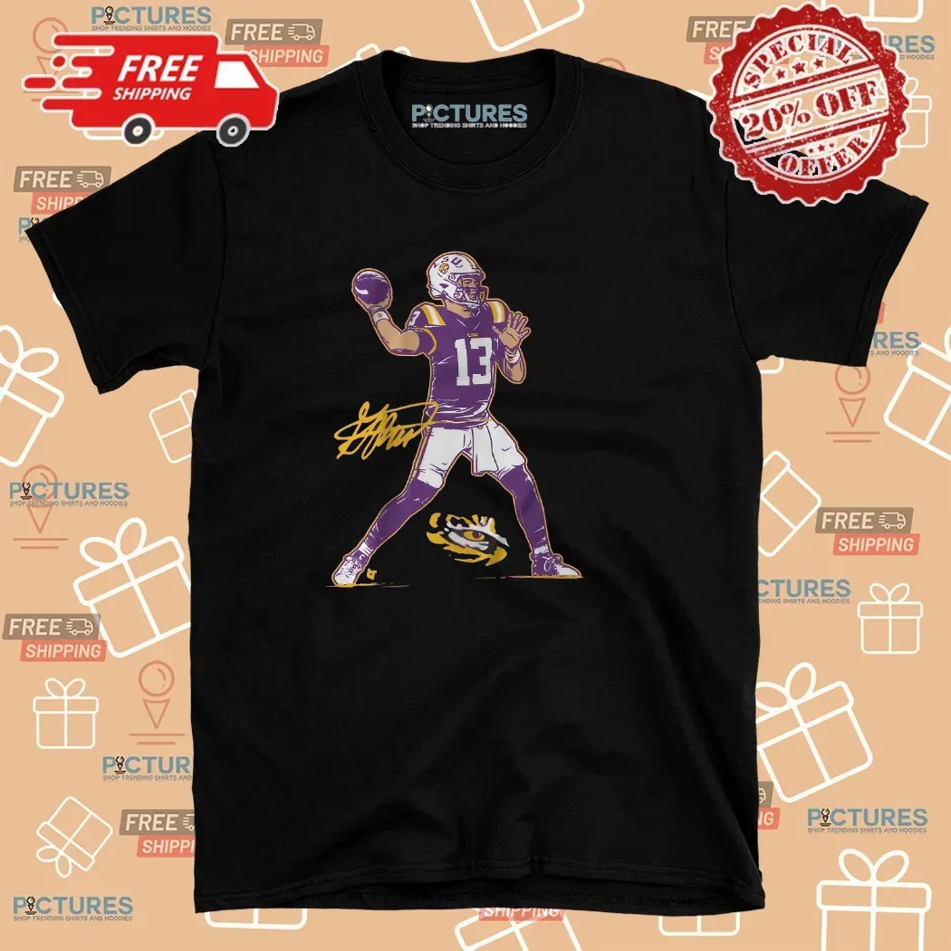 LSU Football Garrett Nussmeier Superstar Pose Signature T Shirt