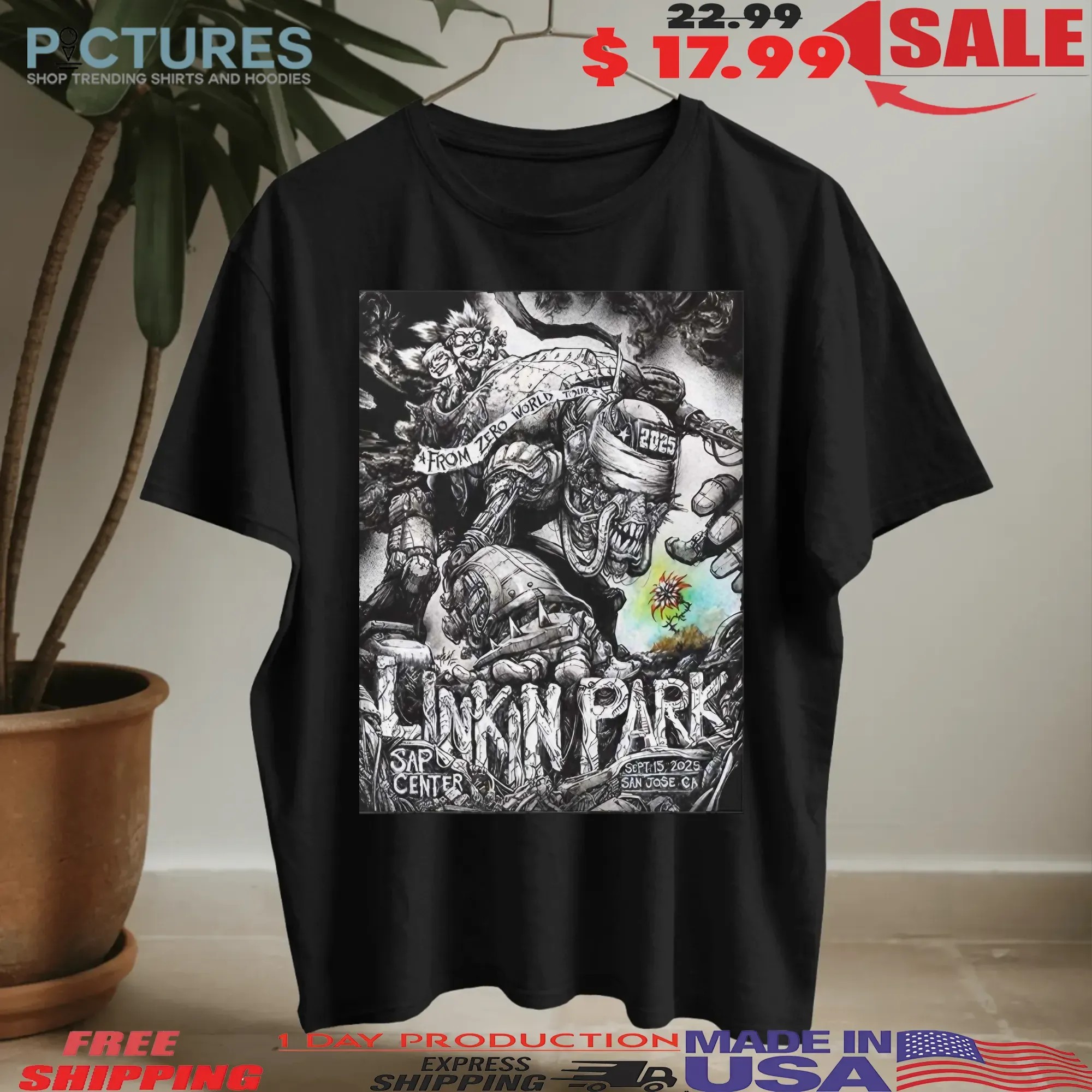 Linkin Park From Zero World Tour 2025 San Jose California Event Poster At SAP Center On September 15 2025 T Shirt