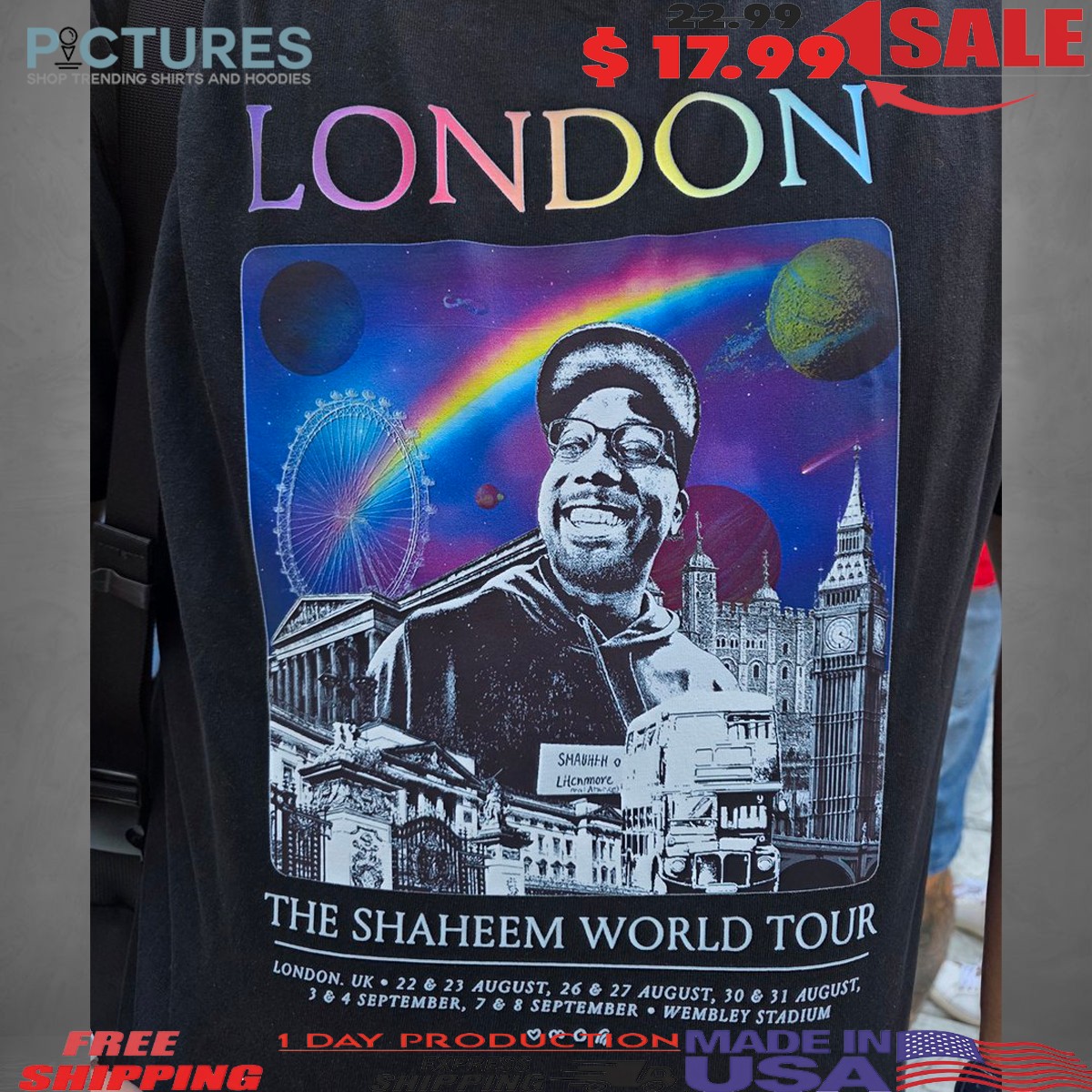 London The Shaheem World Tour London Uk Wembley Stadium Coldplay Tour T Shirt