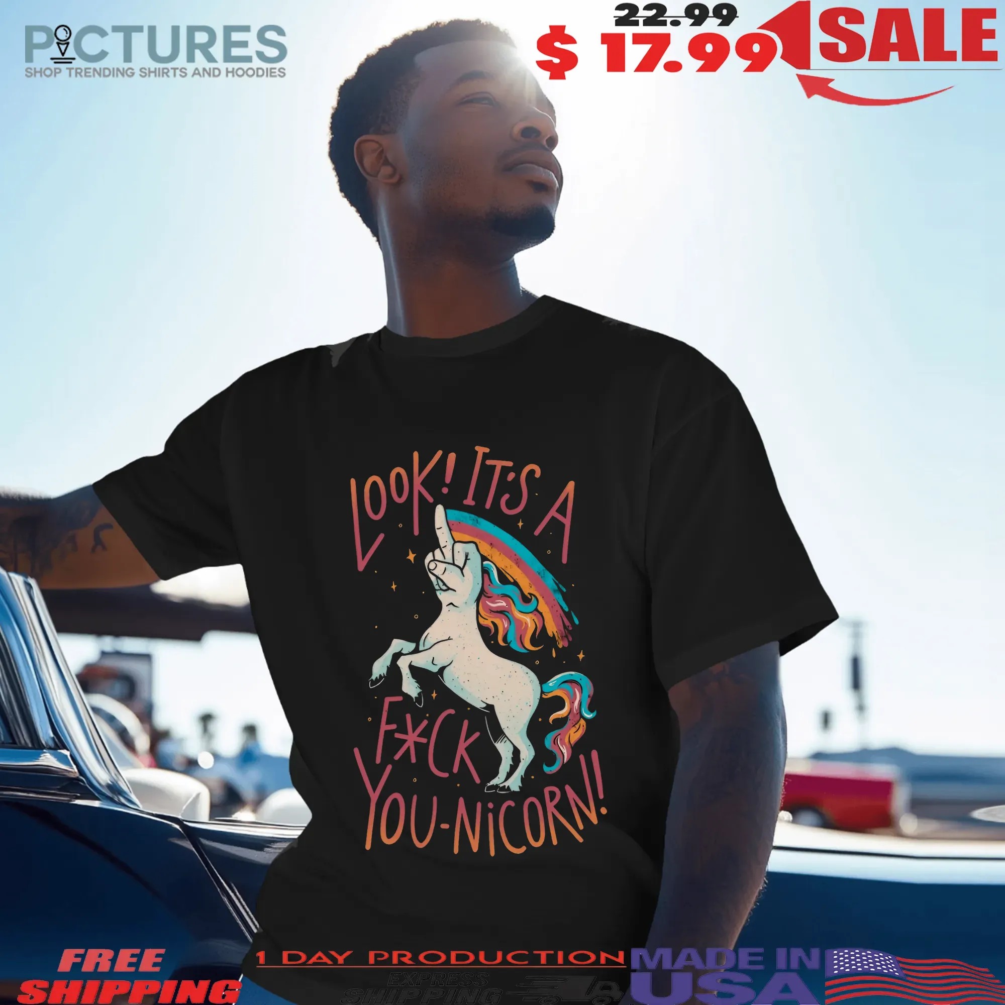 Look It's A F-you Unicorn Middle Finger T Shirt