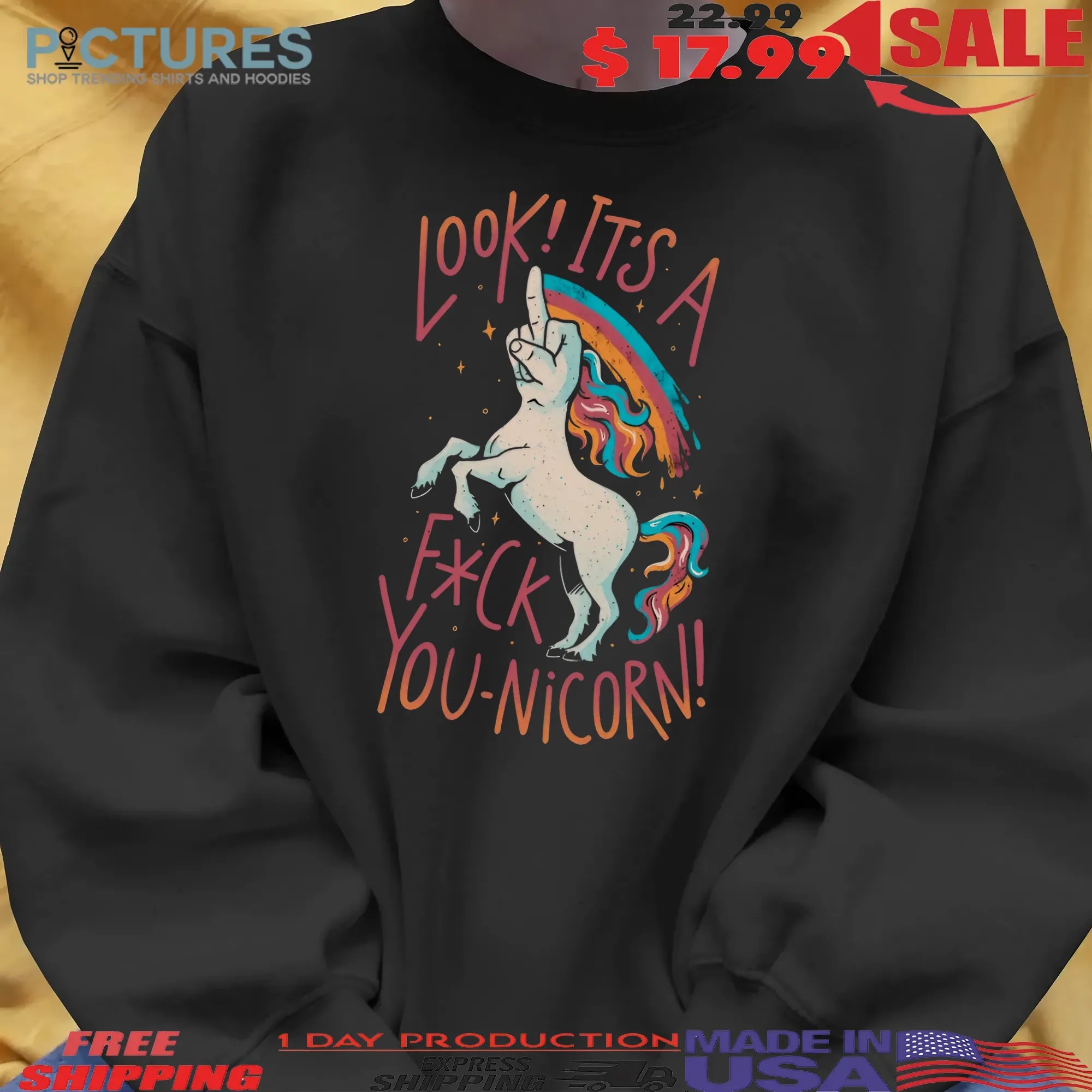 Look It's A F-you Unicorn Middle Finger T Shirt