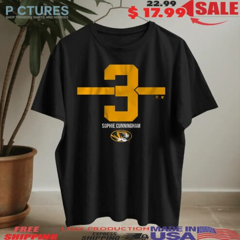 Missouri Tiger Basketball Sophie Cunningham Name Number Stripe T Shirt