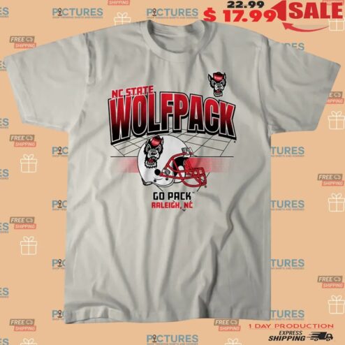 NC State Wolfpack Football Go Pack Raleigh NC Helmet Grid T Shirt