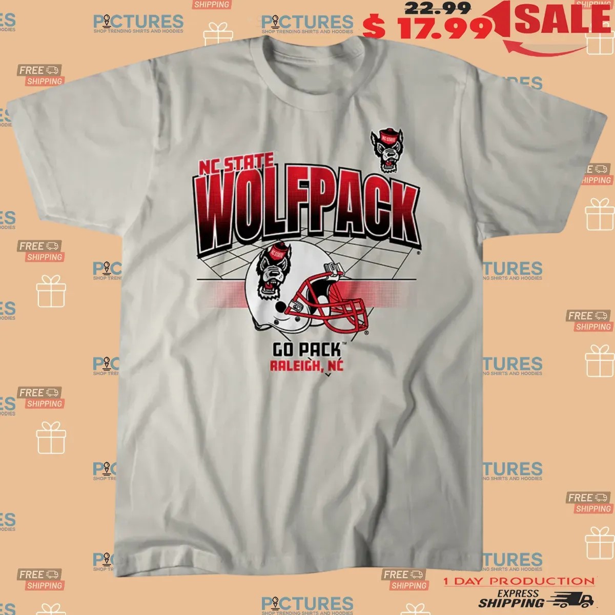 NC State Wolfpack Football Go Pack Raleigh NC Helmet Grid T Shirt
