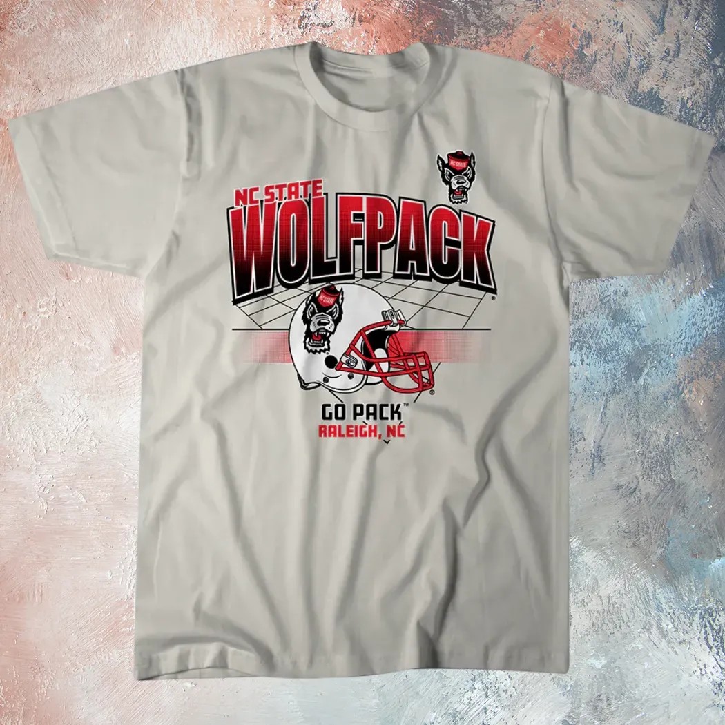NC State Wolfpack Football Go Pack Raleigh NC Helmet Grid T Shirt