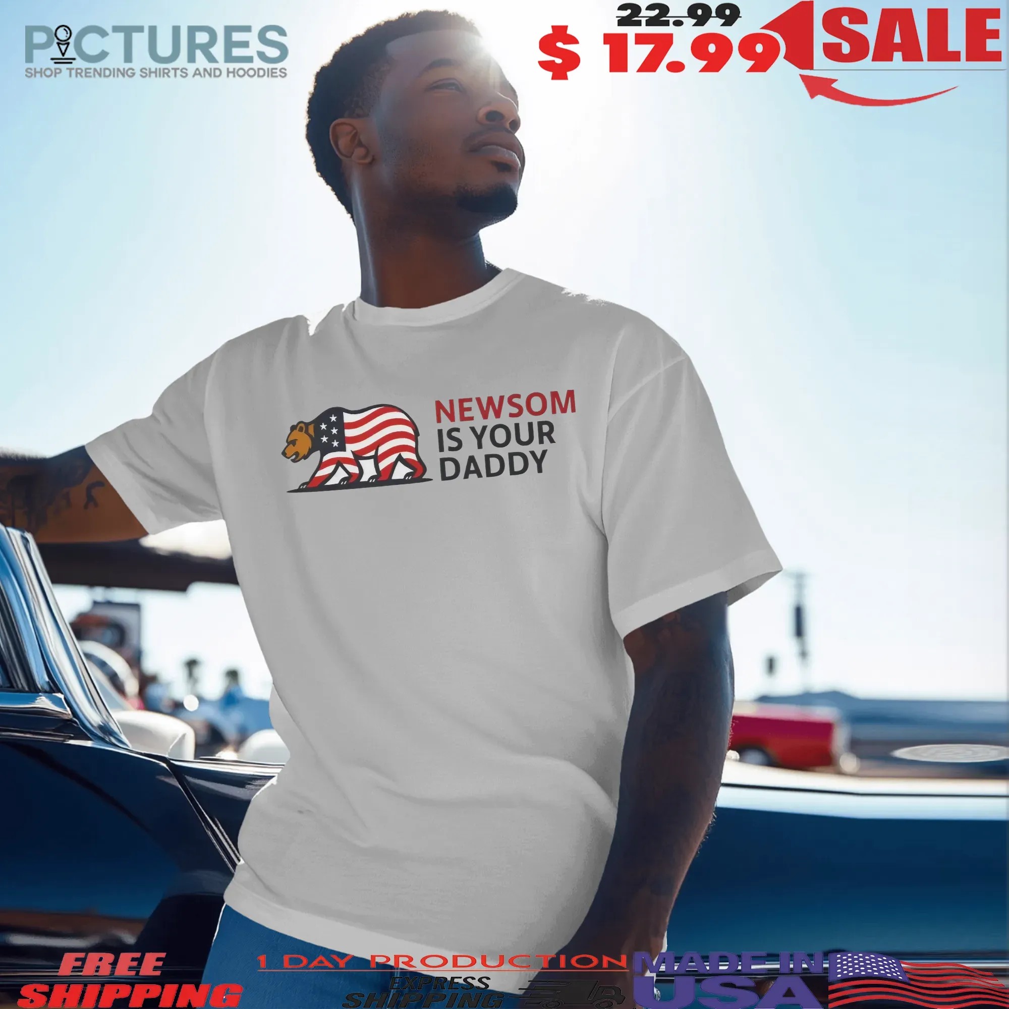 Newsom Is Your Daddy Bear Usa Flag T Shirt