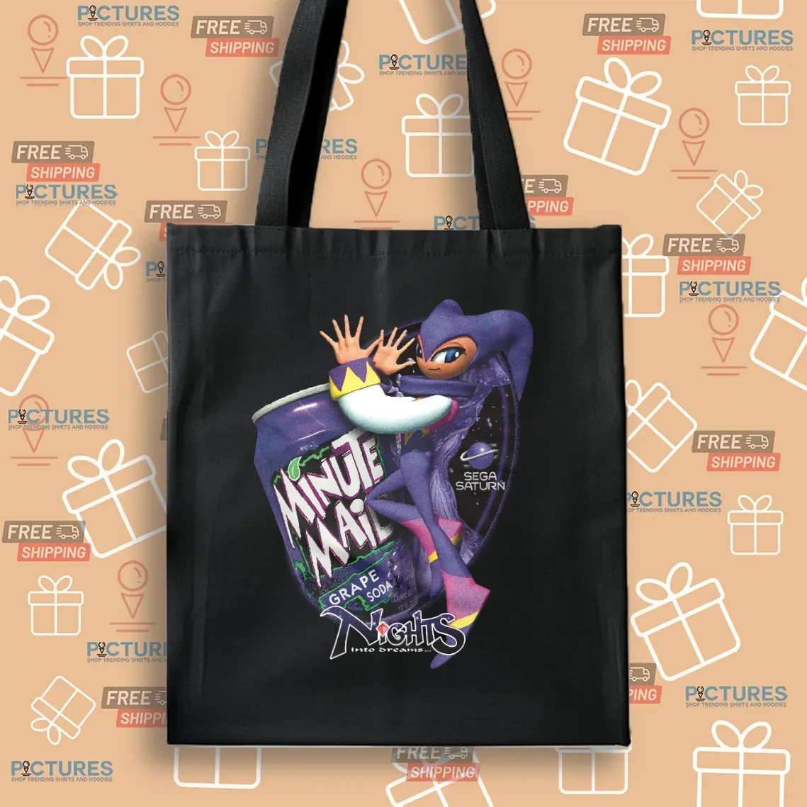 NiGHTS into Dreams Minute Maid Grape Soda Drink Video Game Mashup T Shirt