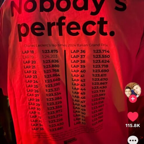 Nobody's Perfect Charles Leclerc's Lap Times 2024 Italian Grand Prix T Shirt