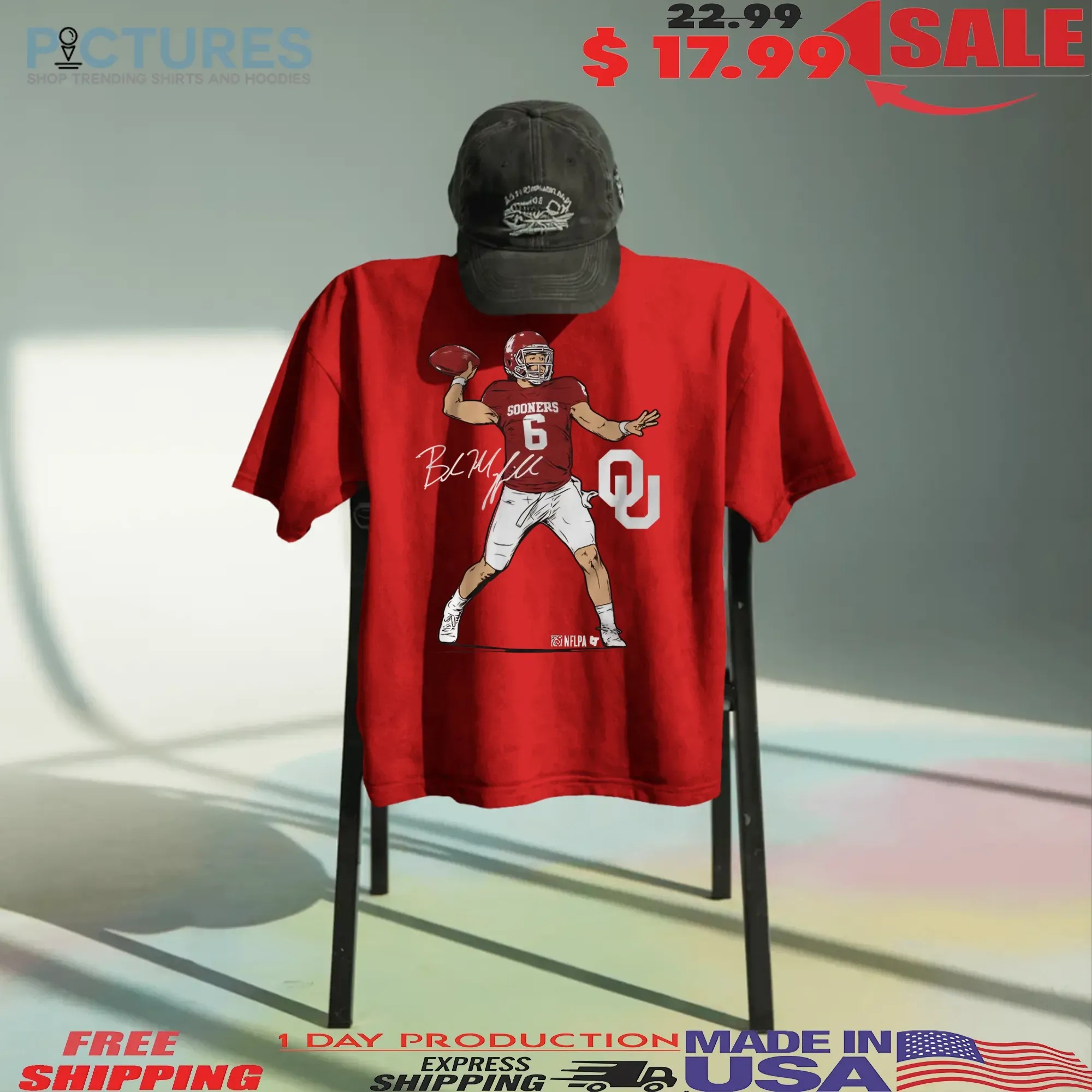 Oklahoma Sooners Football Baker Mayfield Superstar Pose Signature T Shirt