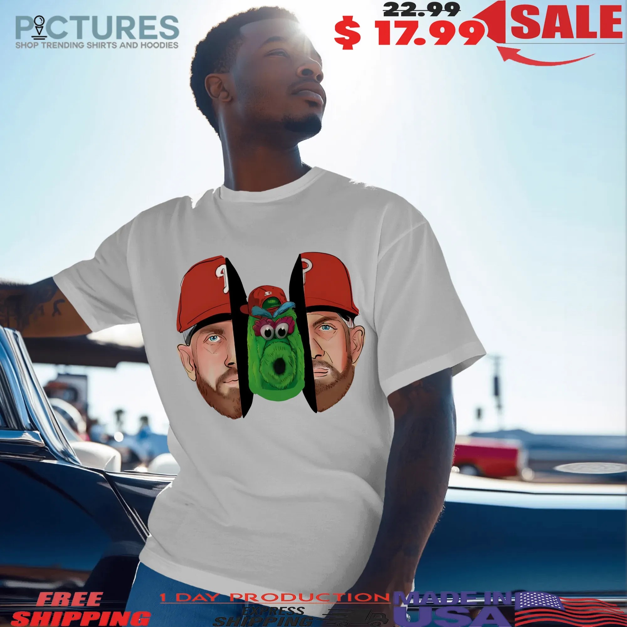 Philly Split Kyle Schwarber And Phillie Phanatic Baseball T Shirt