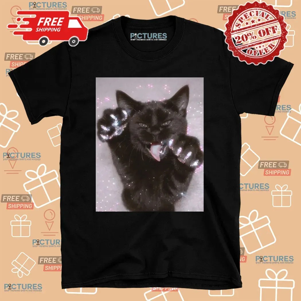 Pink Diamond Cat Sparkle Claws Cute Kitty T Shirt