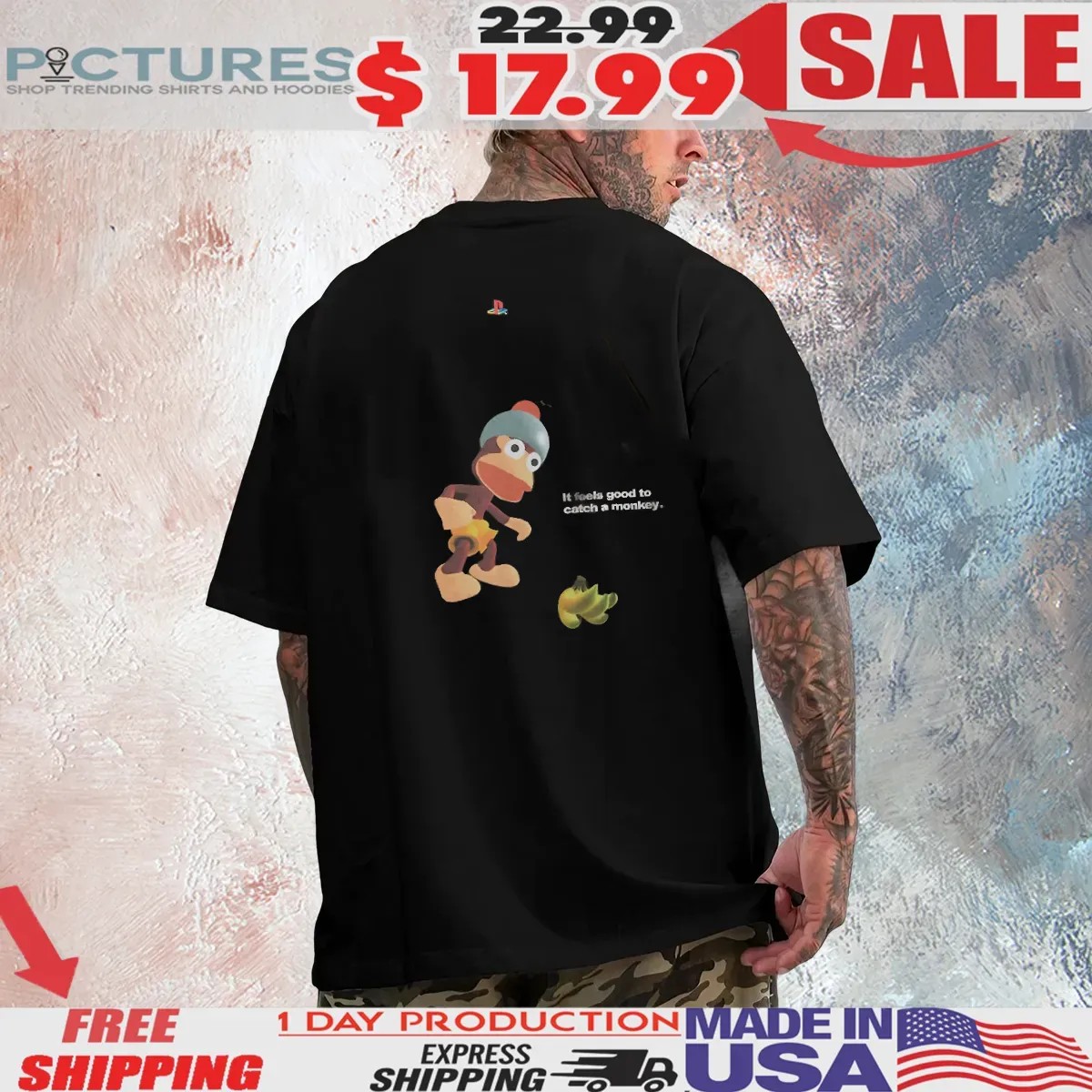 Play Station Monkey It Feels Good To Catch A Monkey T Shirt