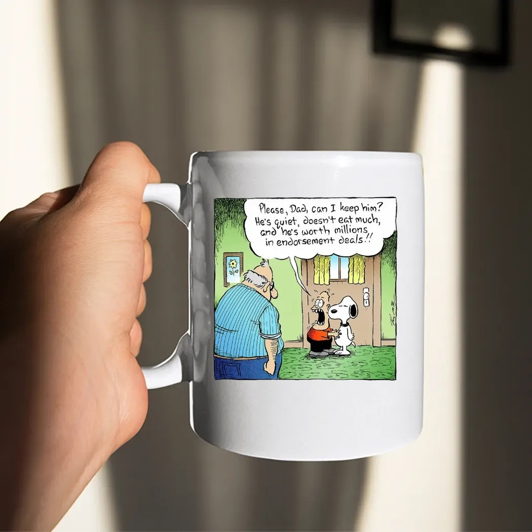 Please Dad Can I Keep Him Snoopy He's Quiet Doesn't Eat Much T Shirt