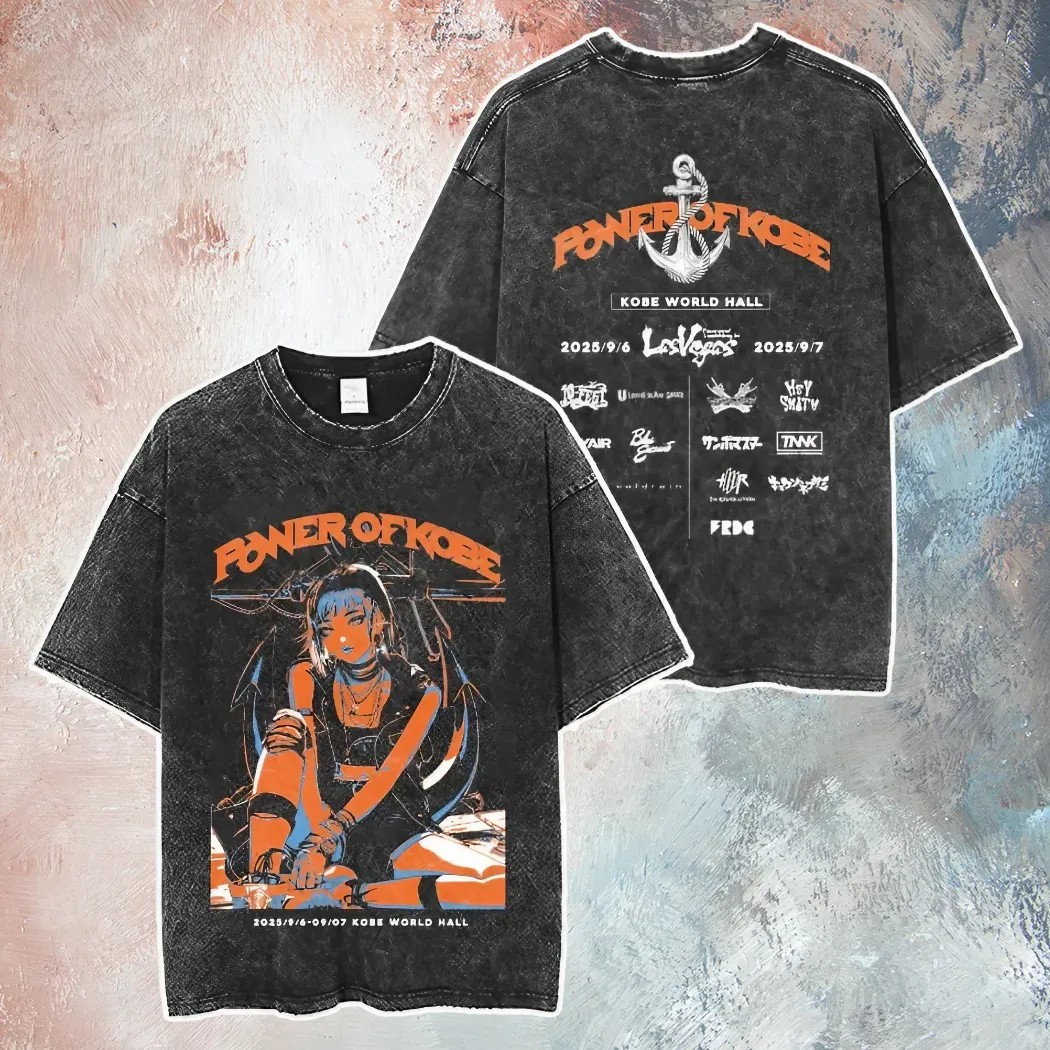Power Of Kobe 2025 Event Tee Dates With Anime Manga Character Style Punk Rock Lineup Backprint Merch Double Sided T Shirt