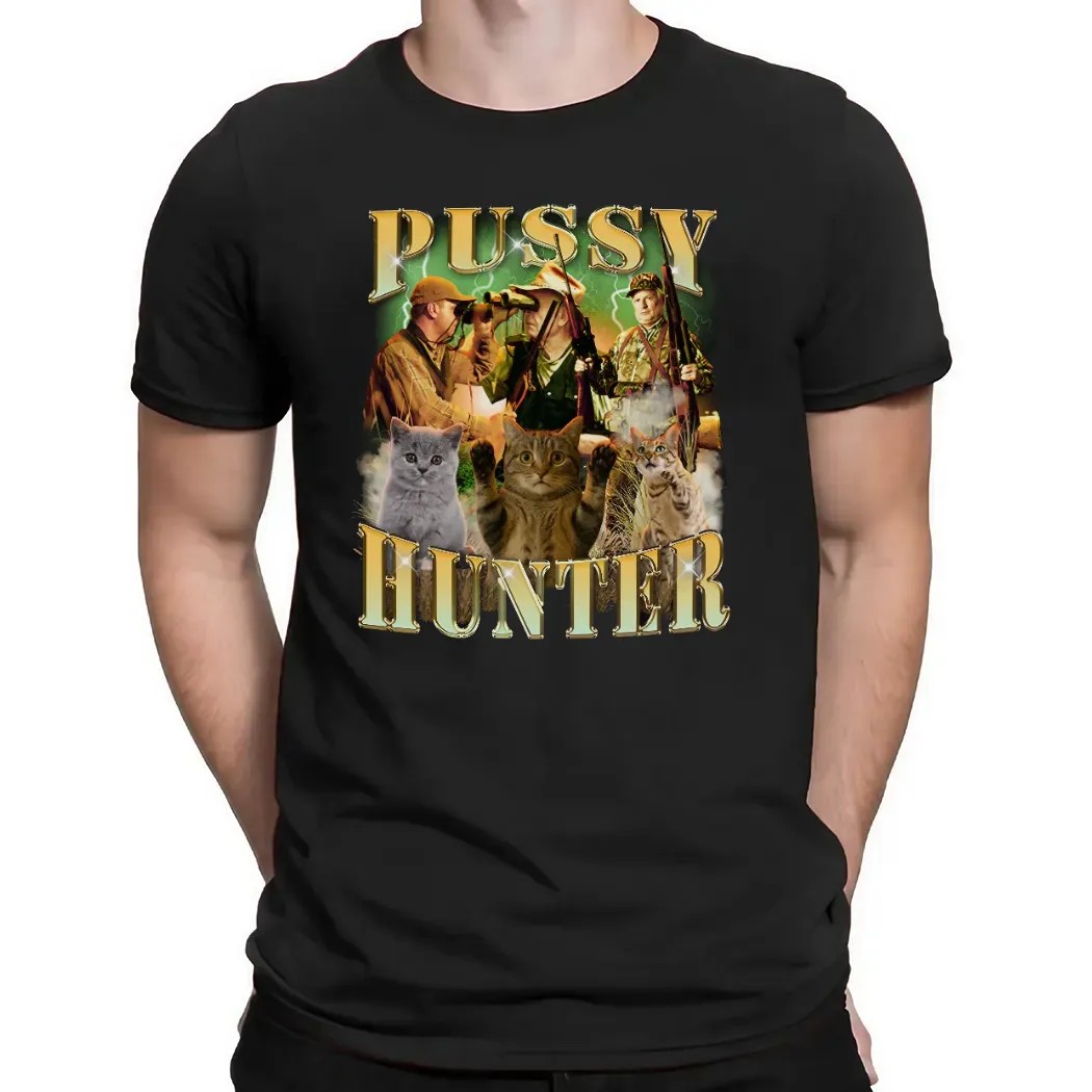 Pussy Hunter Cat Vintage Bootleg Meme T Shirt