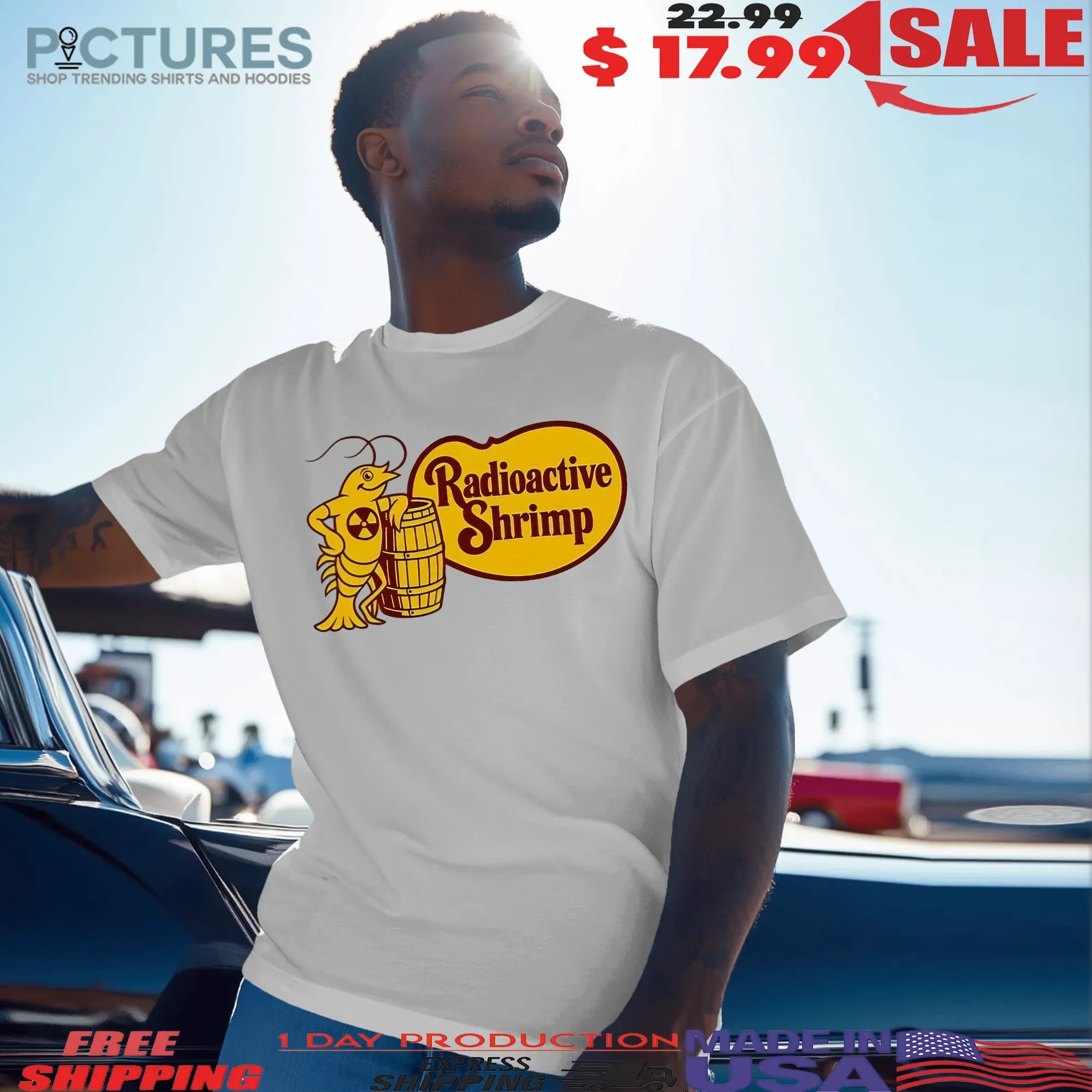 Radioactive Shrimp Cracker Barrel Logo Parody T Shirt