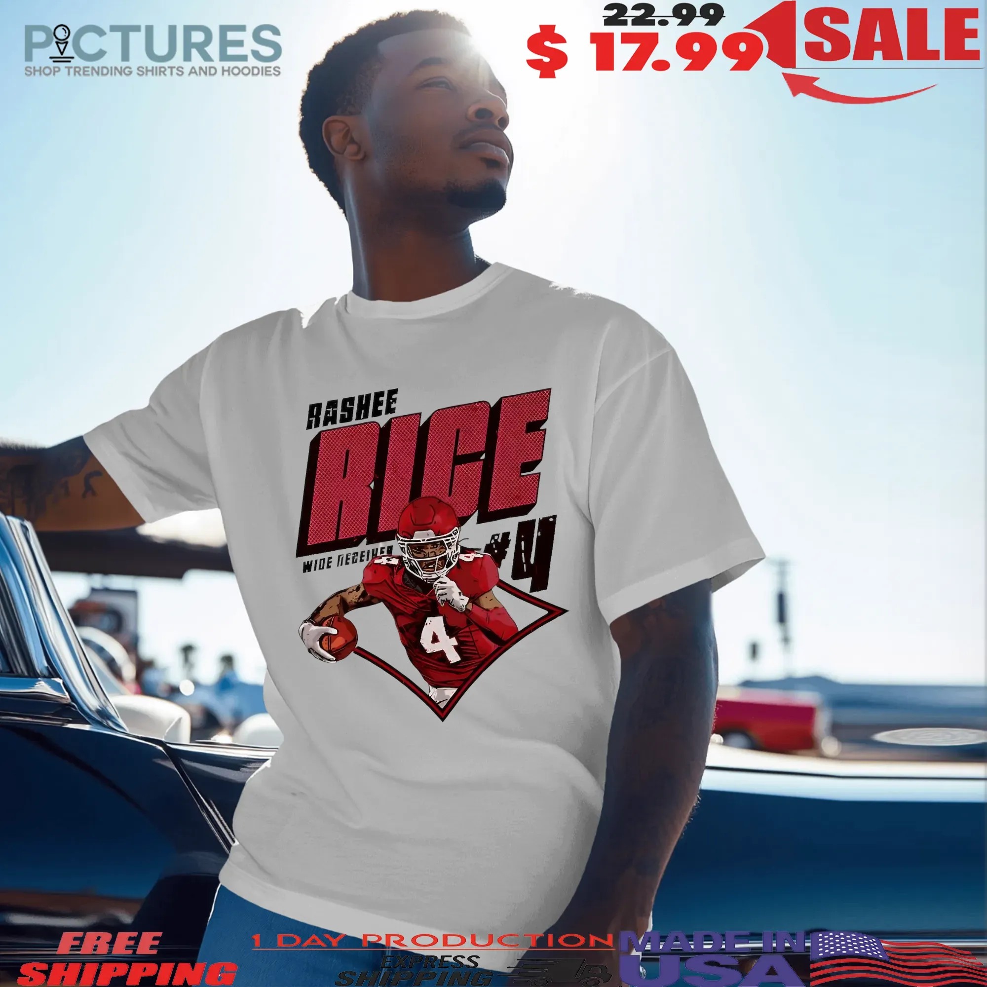 Rashee Rice Kansas City Chiefs Football Player Number 4 Wide Receiver Graphic T Shirt