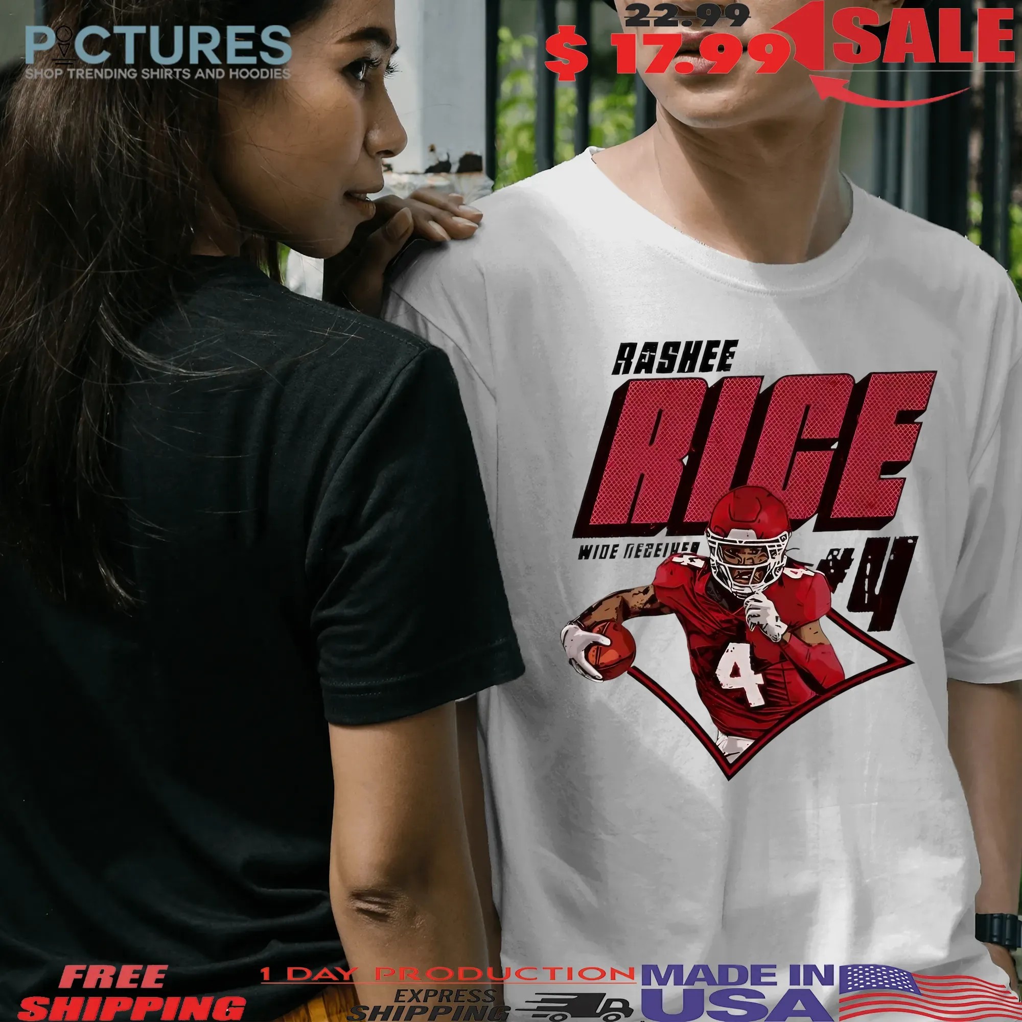 Rashee Rice Kansas City Chiefs Football Player Number 4 Wide Receiver Graphic T Shirt