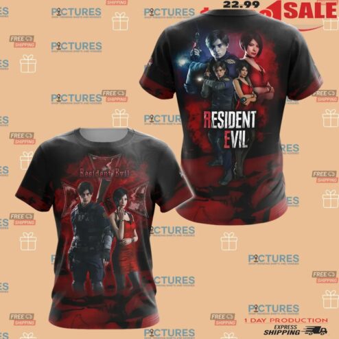 Resident Evil Leon Kennedy Ada Wong Video Game 3D All Over Printed T Shirt