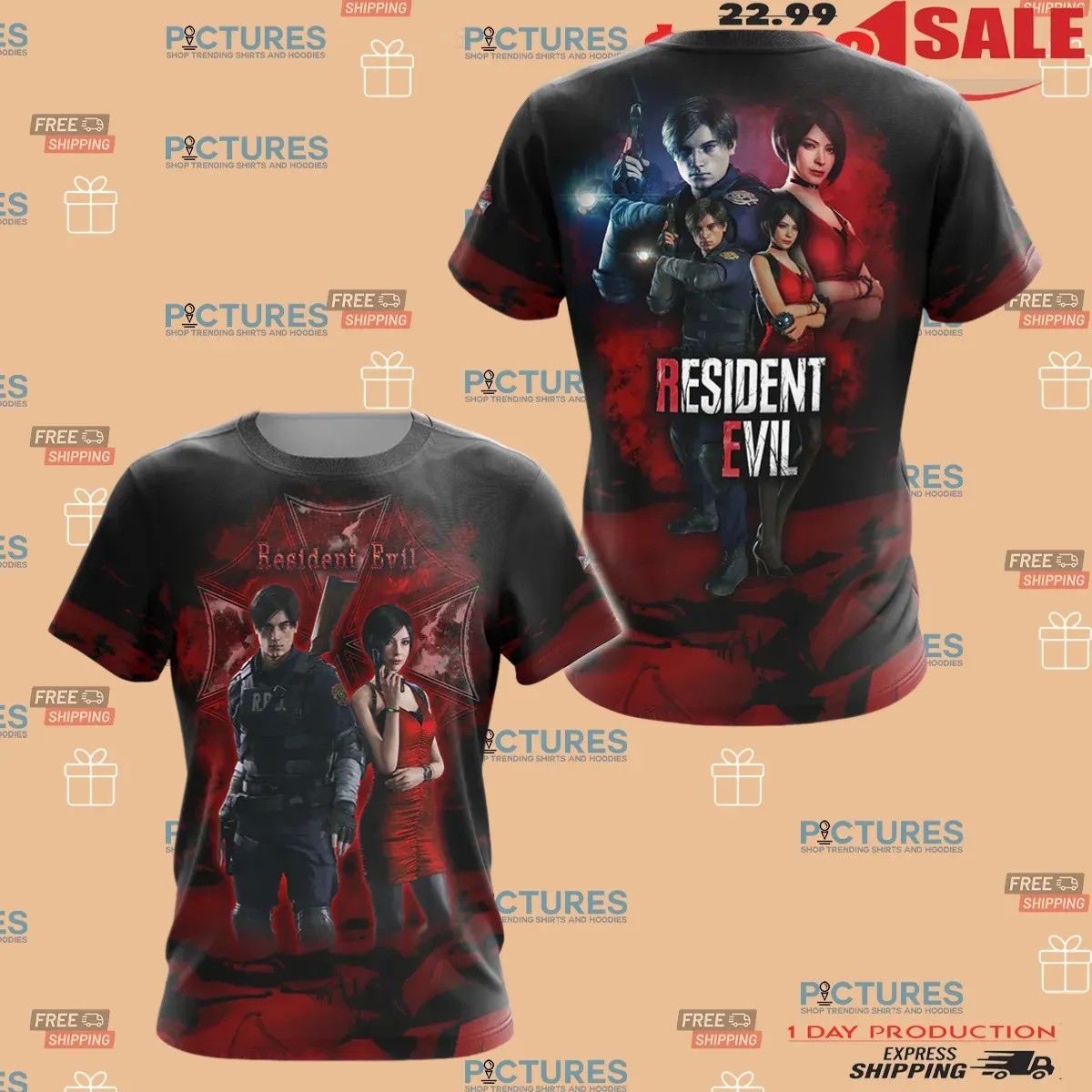 Resident Evil Leon Kennedy Ada Wong Video Game 3D All Over Printed T Shirt