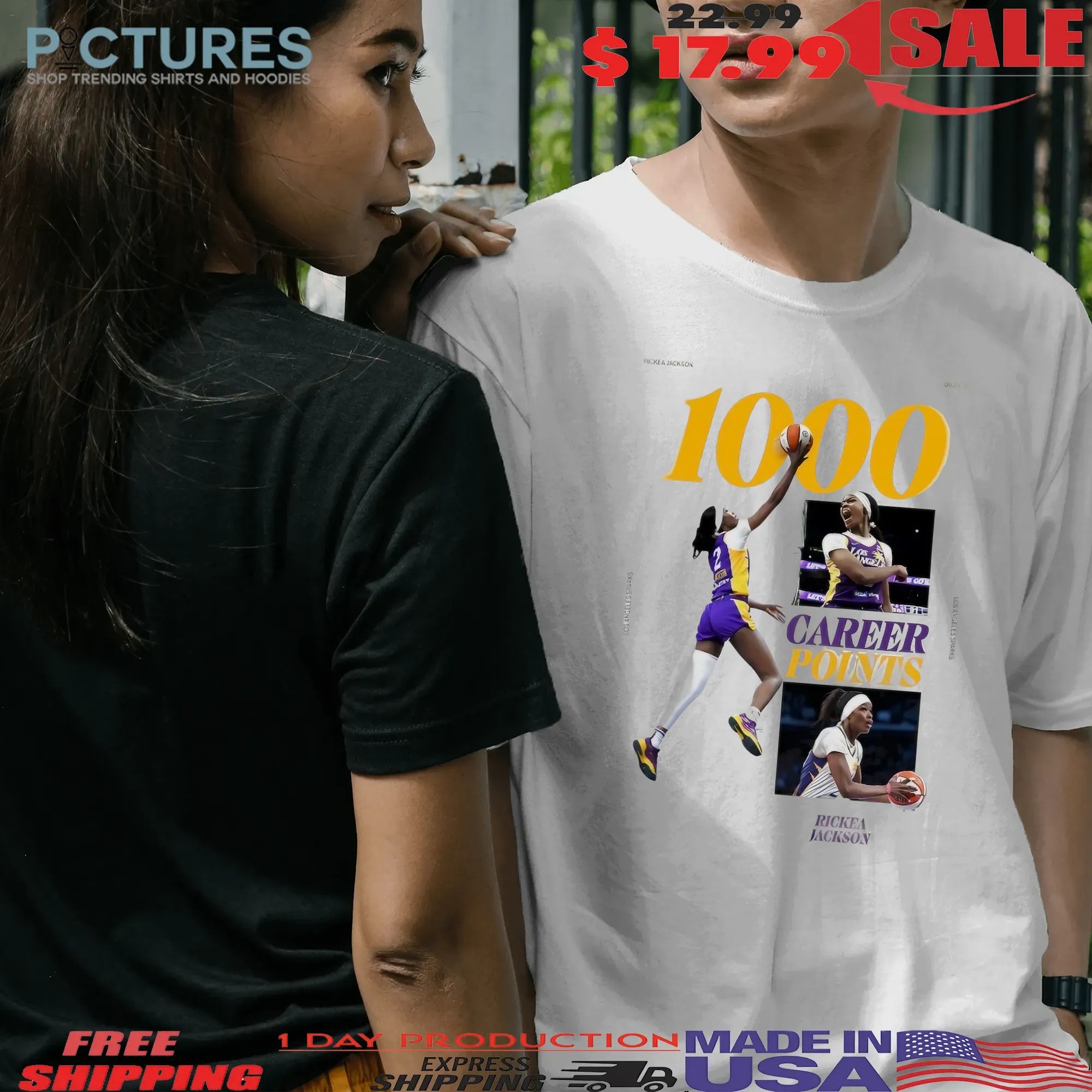 Rickea Jackson Wnba Los Angeles Sparks 1000 Career Points T Shirt