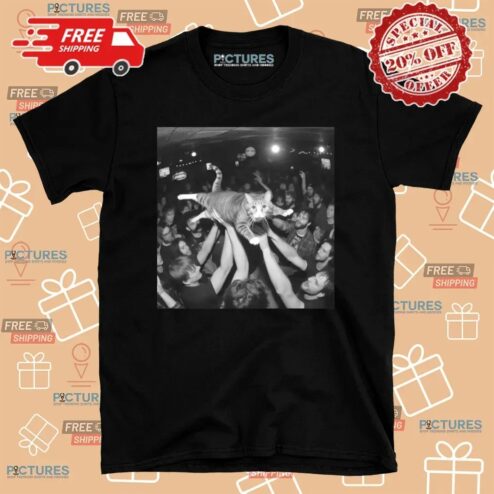 Rock Show Cat Tabby Crowd Surfing Meme T Shirt