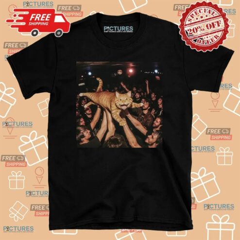 Rock Show Orange Cat Surfing Meme T Shirt