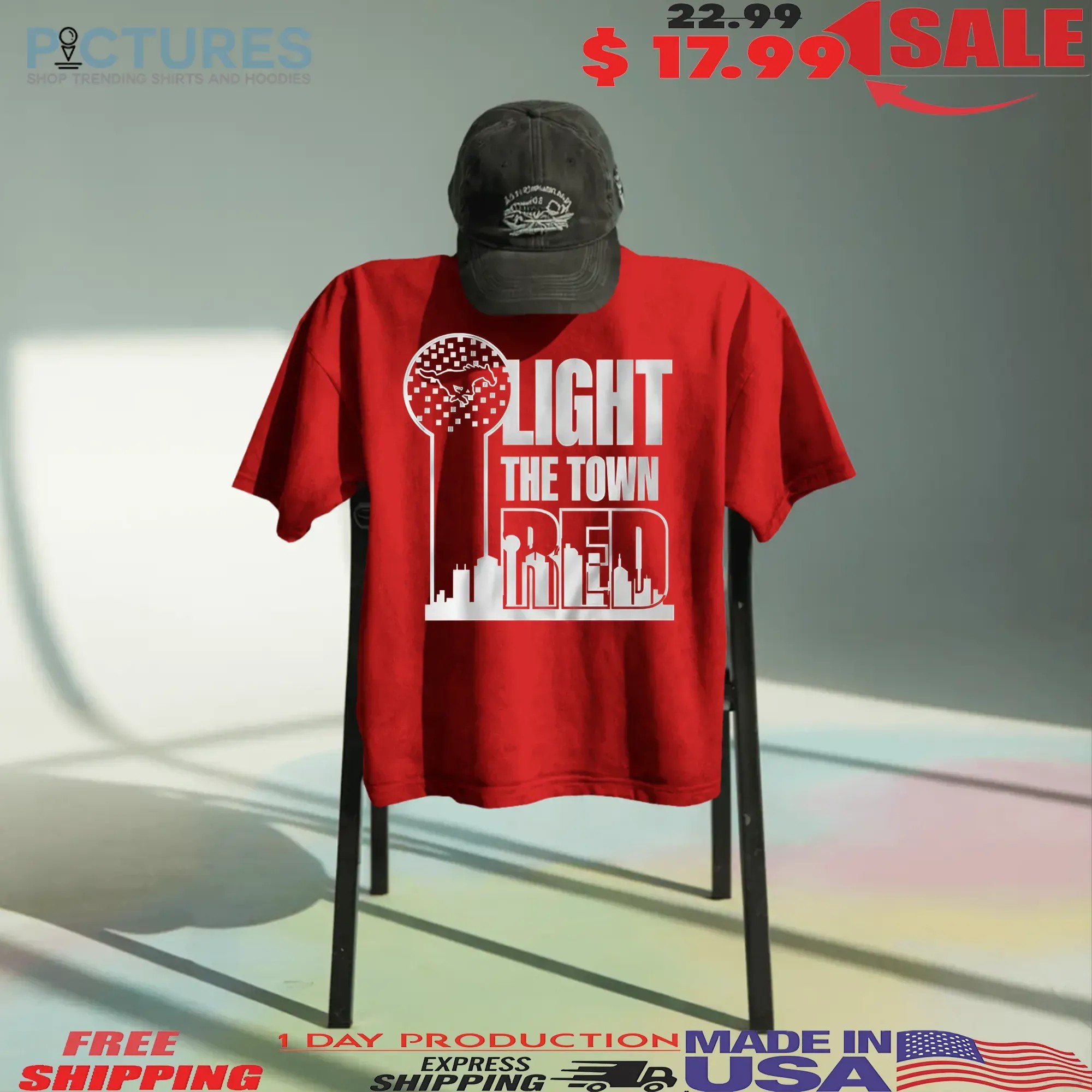 SMU Mustangs Light the Town Red T Shirt