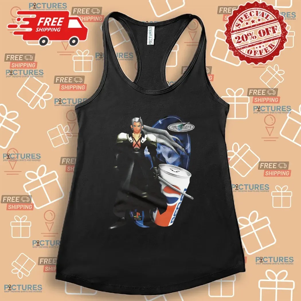 Sephiroth Final Fantasy VII Pepsi Video Game Soft Drink Mashup T Shirt Sephiroth Final Fantasy VII Pepsi Video Game Soft Drink Mashup T Shirt