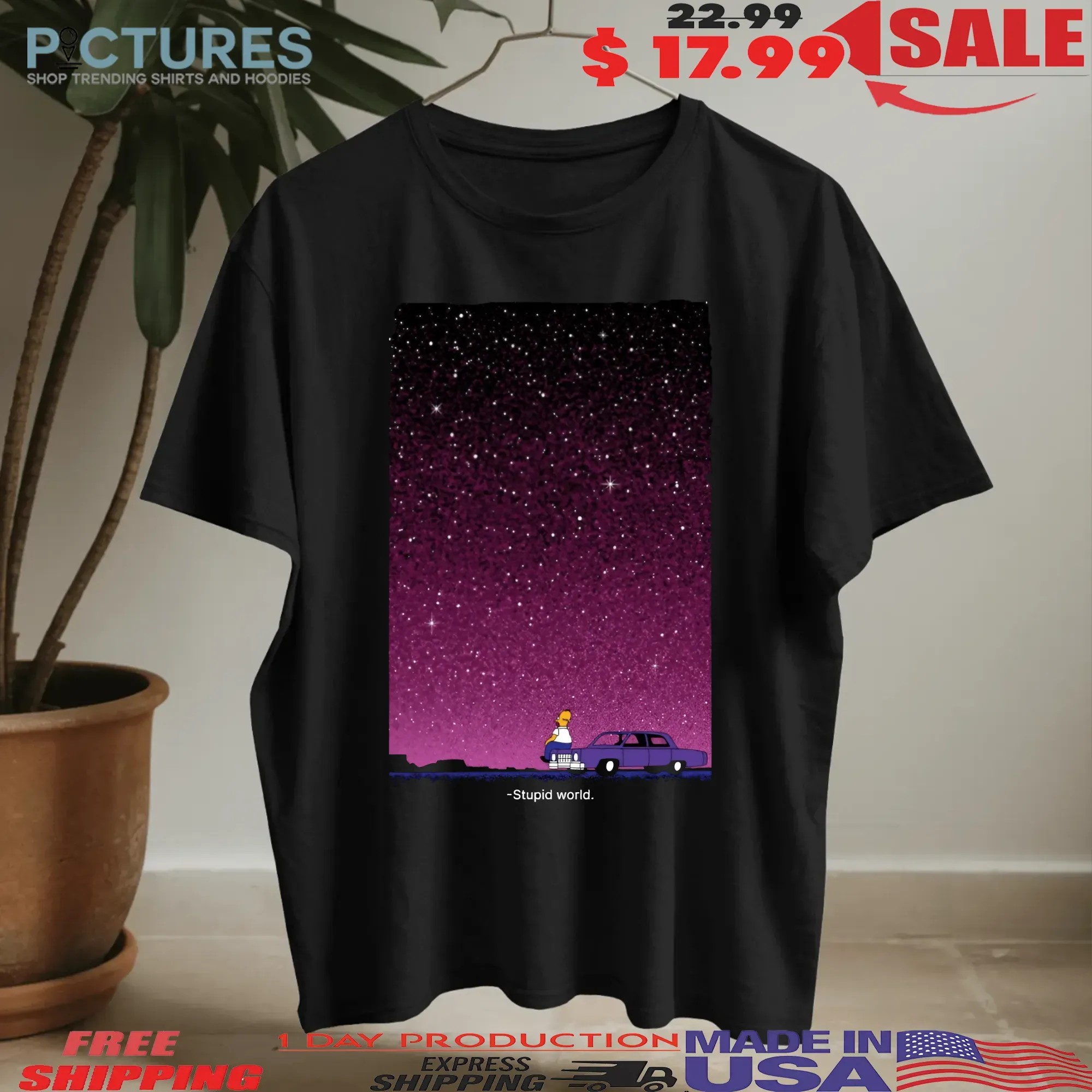 Simpson Full Of Stars Sky Stupid World T Shirt
