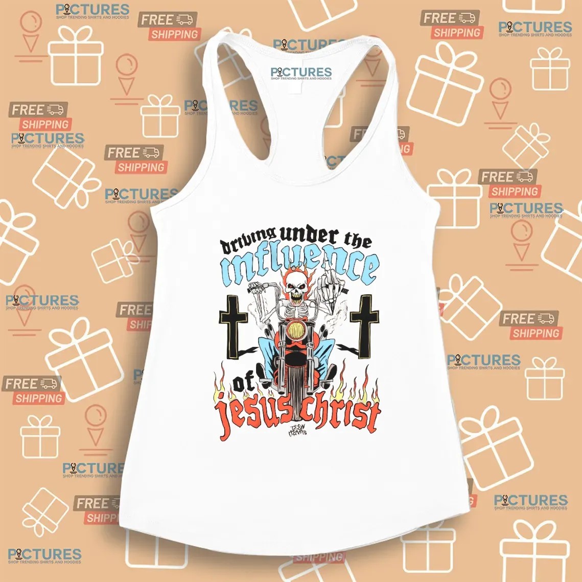 Skeleton Driving Under The Under The Influence Of Jesus Christ T Shirt