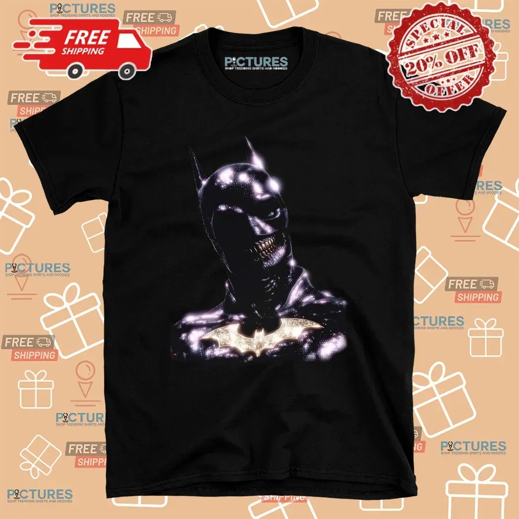 Smiling Bat Dark Hero Glitch Art T Shirt