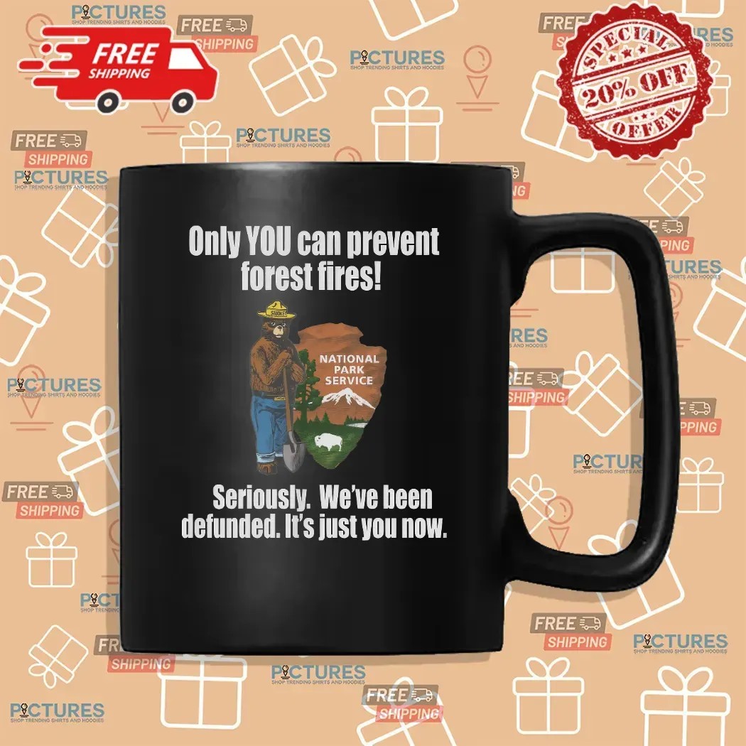 Smokey Bear Only You Can Prevent Forest Fires Seriously We're Been Defunded It's Just You Now T Shirt