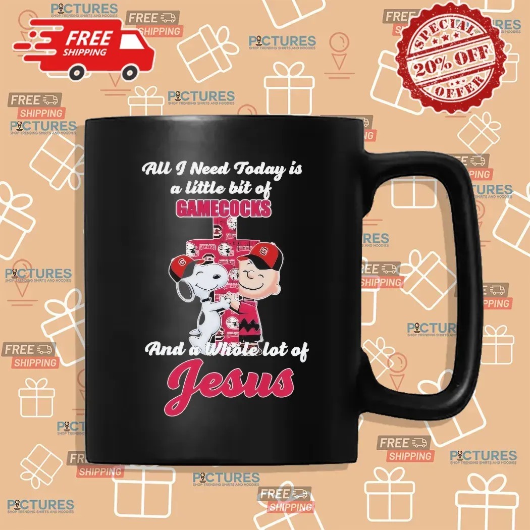 Snoopy And Charlie Brown All I Need Today Is A Little Bit Of South Carolina Gamecocks And A Whole Lot Of Jesus Cross T Shirt
