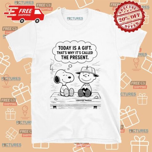 Snoopy And Charlie Brown Today Is A Gift That's Why It's Called The Present T Shirt