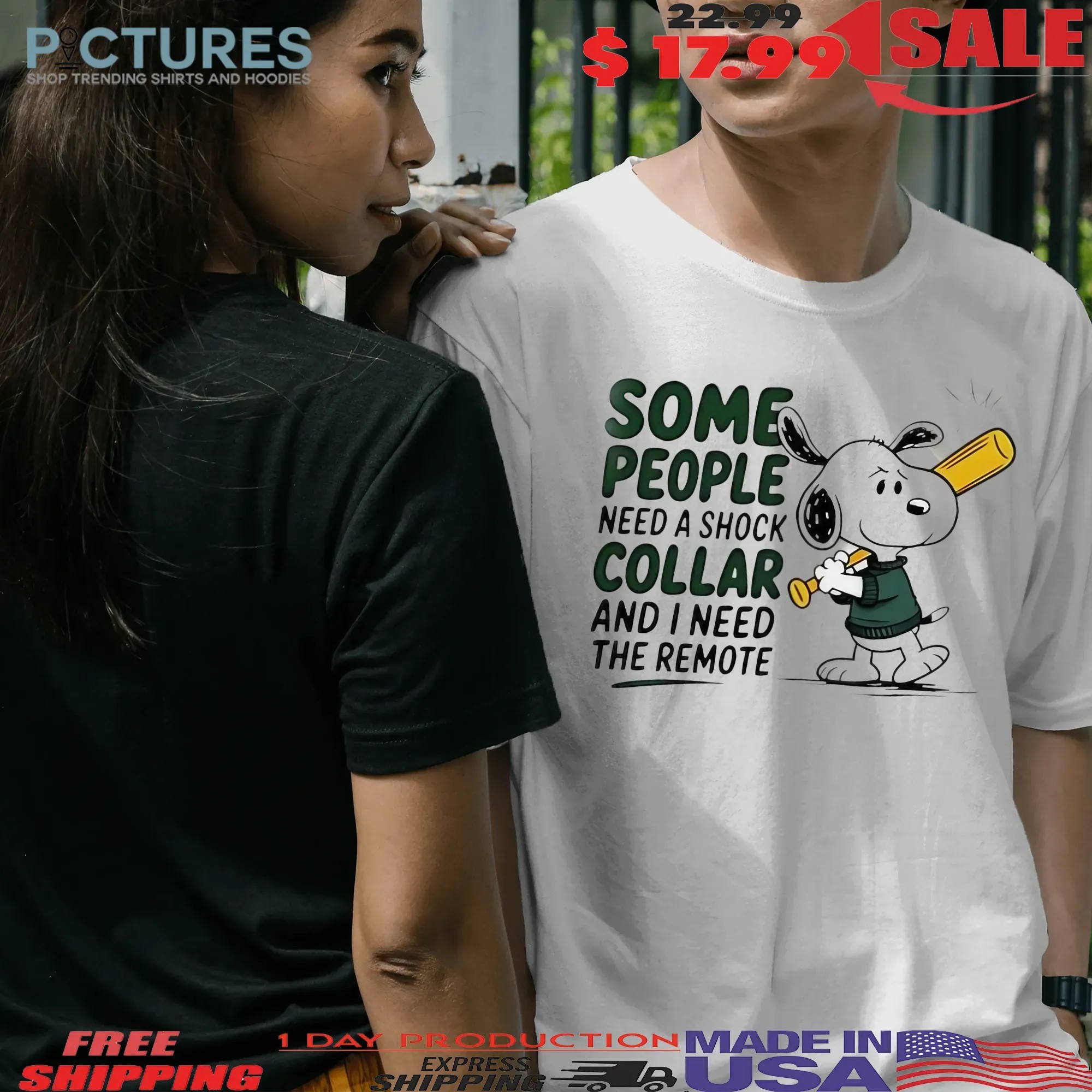 Snoopy Baseball The Peanuts Some People Need A Shock Collar And I Need The Remote T Shirt