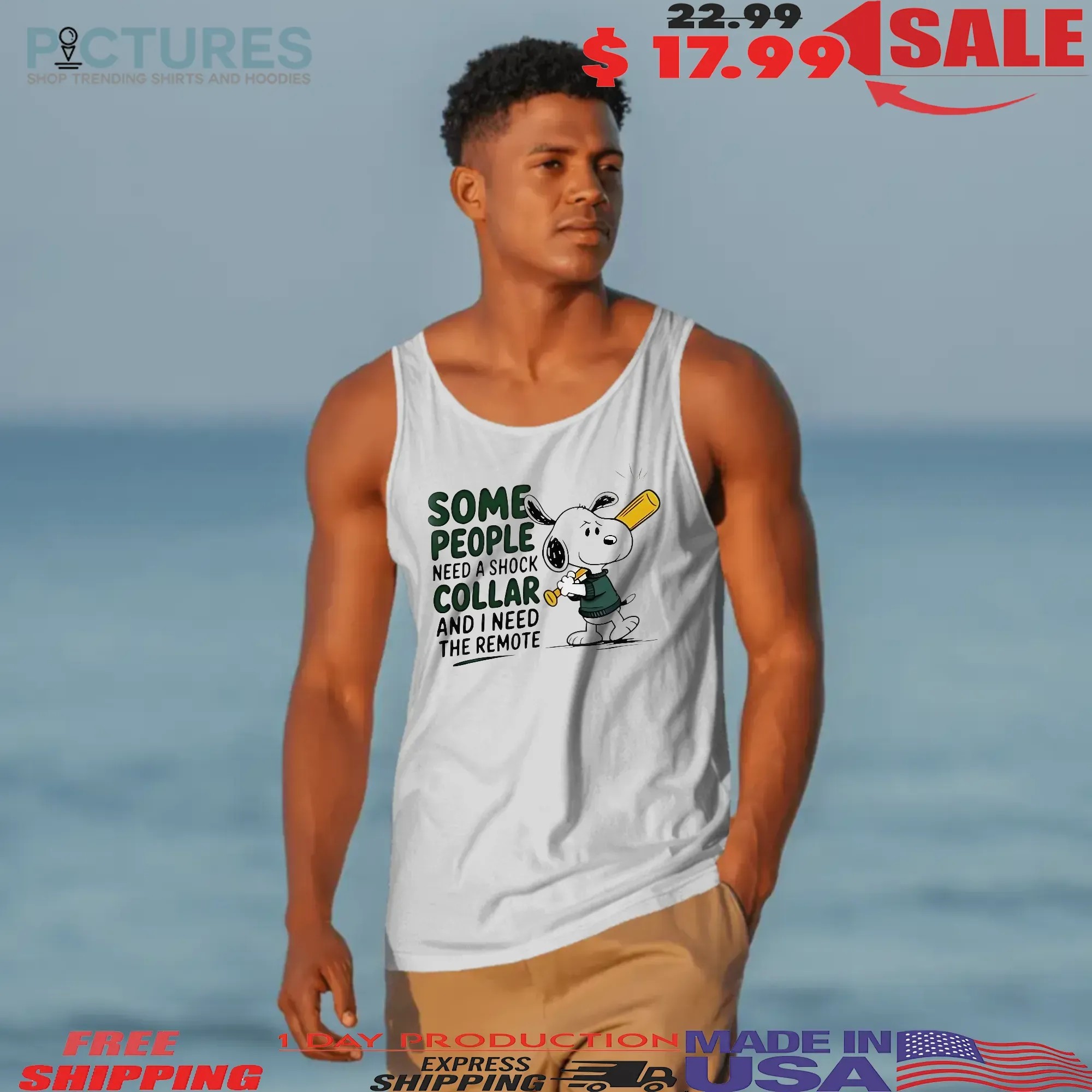 Snoopy Baseball The Peanuts Some People Need A Shock Collar And I Need The Remote T Shirt
