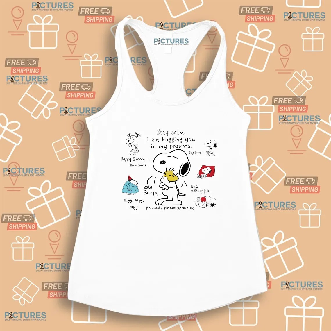 Snoopy Hugging Woodstock Stay Calm I Am Hugging You In My Prayers T Shirt