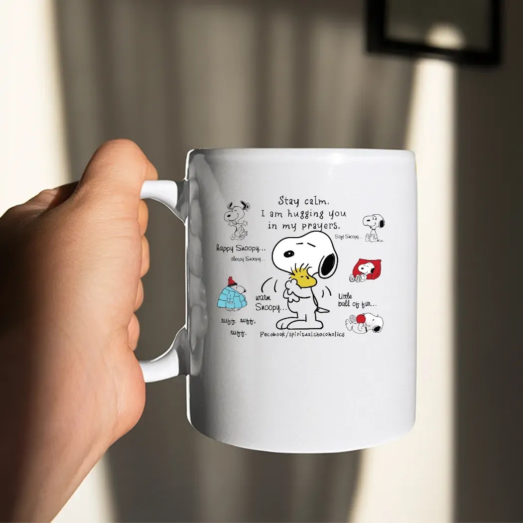 Snoopy Hugging Woodstock Stay Calm I Am Hugging You In My Prayers T Shirt