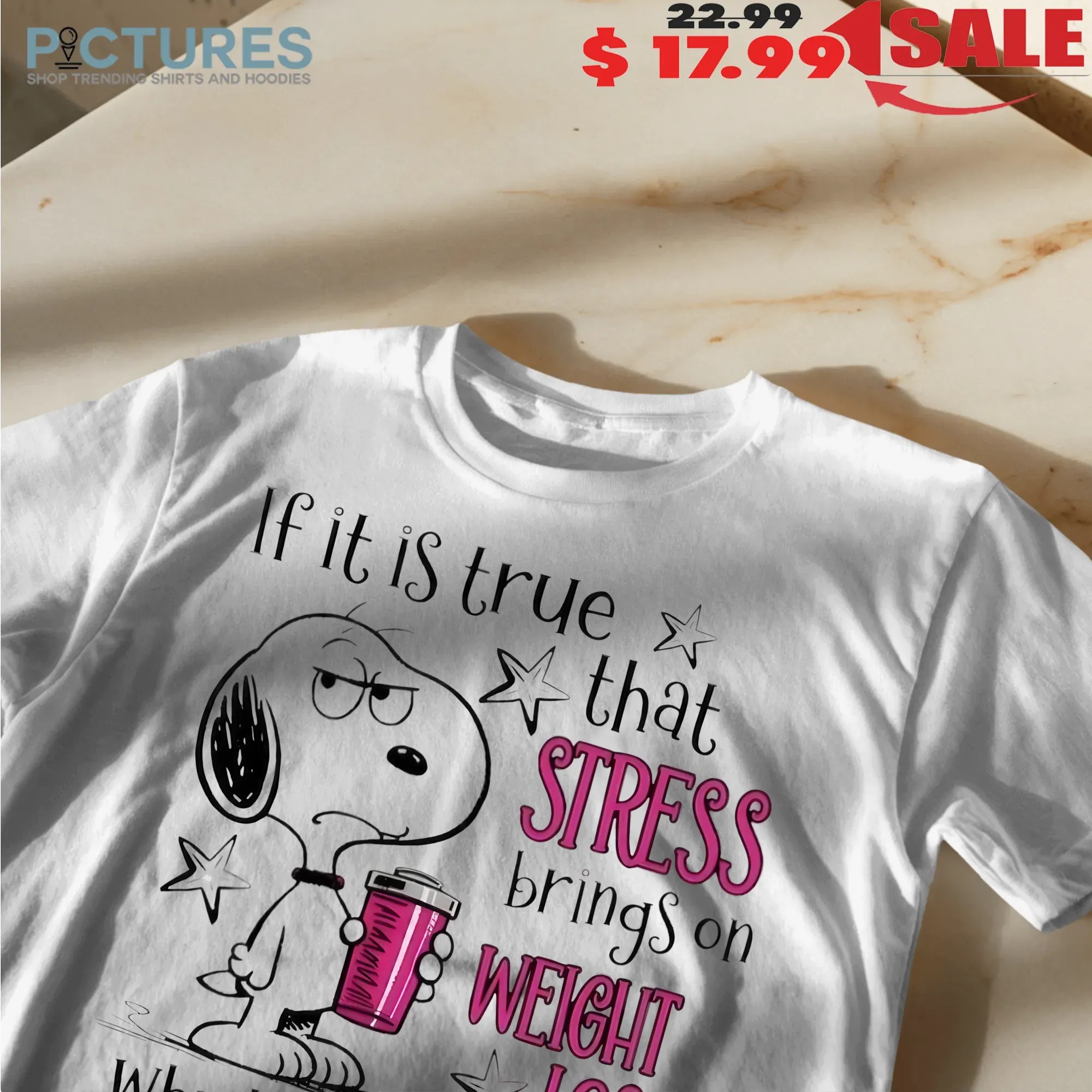 Snoopy If It Is True That Stress Brings On Weight Loss Why The Hell Am I Not Invisible T Shirt
