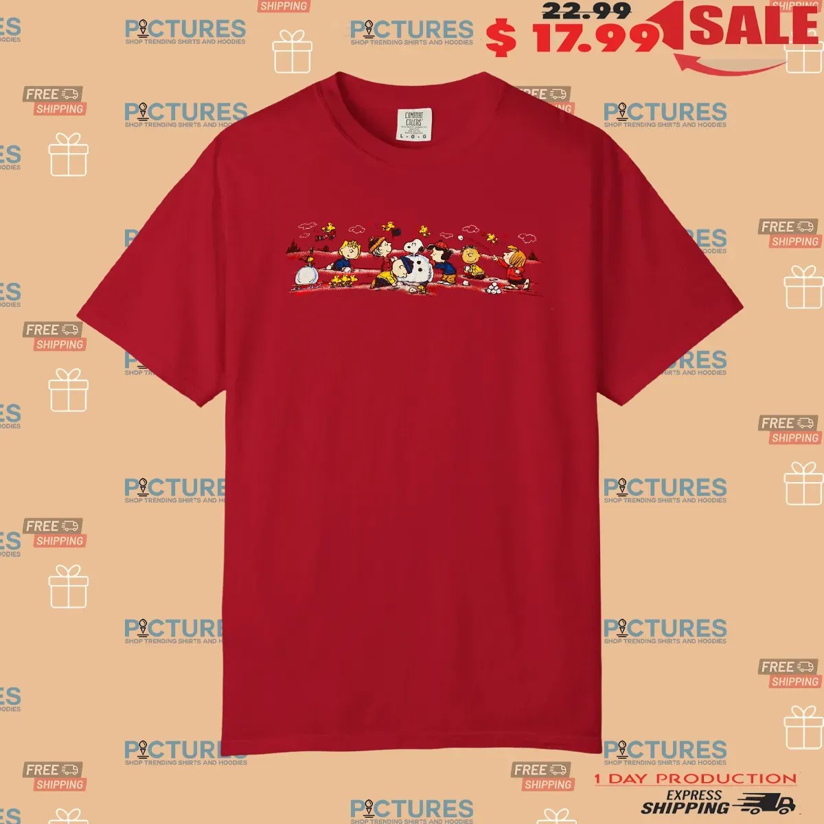 Snoopy Peanuts Charlie Brown Woodstock Gang Christmas Snowballs Winter Holiday T Shirt