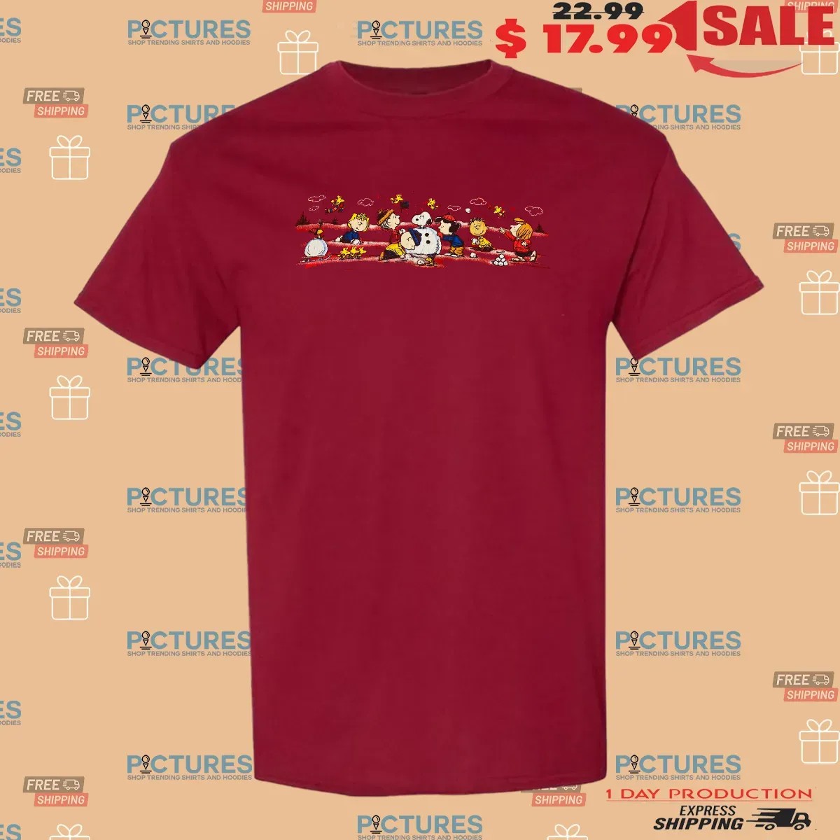 Snoopy Peanuts Charlie Brown Woodstock Gang Christmas Snowballs Winter Holiday T Shirt