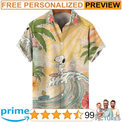 Snoopy Surfing Cute Peanuts Cartoon Summer Beach 3D All Over Print Shirt